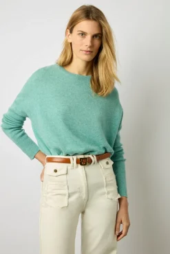 Pull Cachemire Col Rond Vert D'Eau - Laurrea