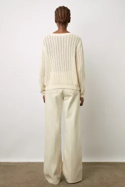 Pull Col Rond Ajoure Ecru - Leana