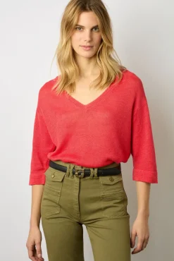 Pull Col V En Lin Ecrevisse - Lee