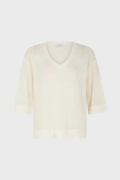 Pull Col V En Lin Ecru - Lee