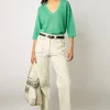 Pull Col V En Lin Emeraude - Lee