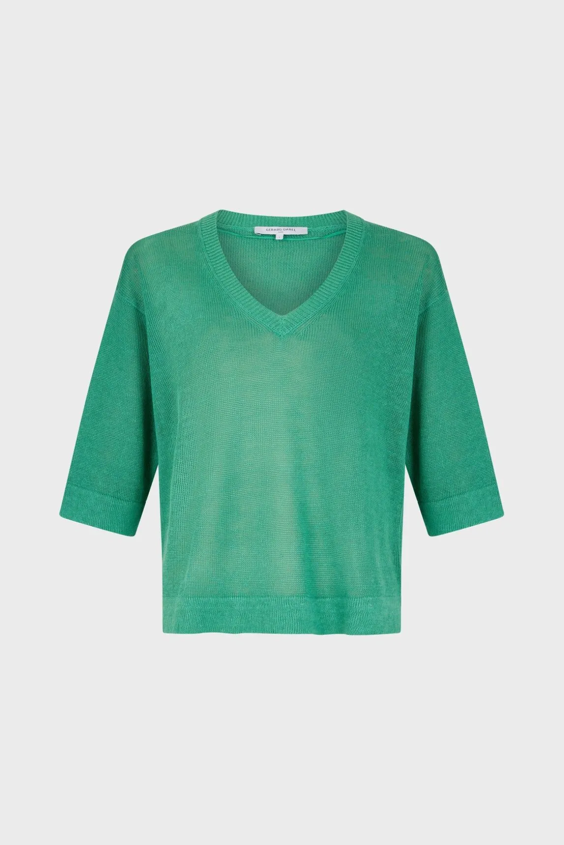 Pull Col V En Lin Emeraude - Lee