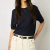 Pull Manches Courtes En Laine Marine - Lysea