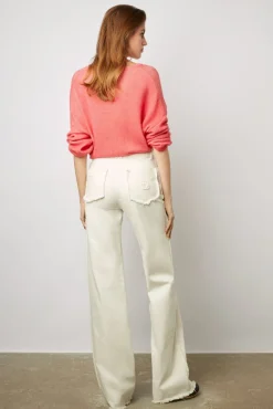 Pull V En Cachemire Corail - Ludovica