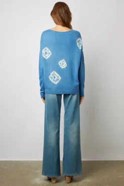 Pull V En Cachemire Tie & Dye Bleu - Lehnie