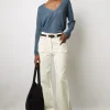 Pull V En Maille Fine Jeans - Lorelie