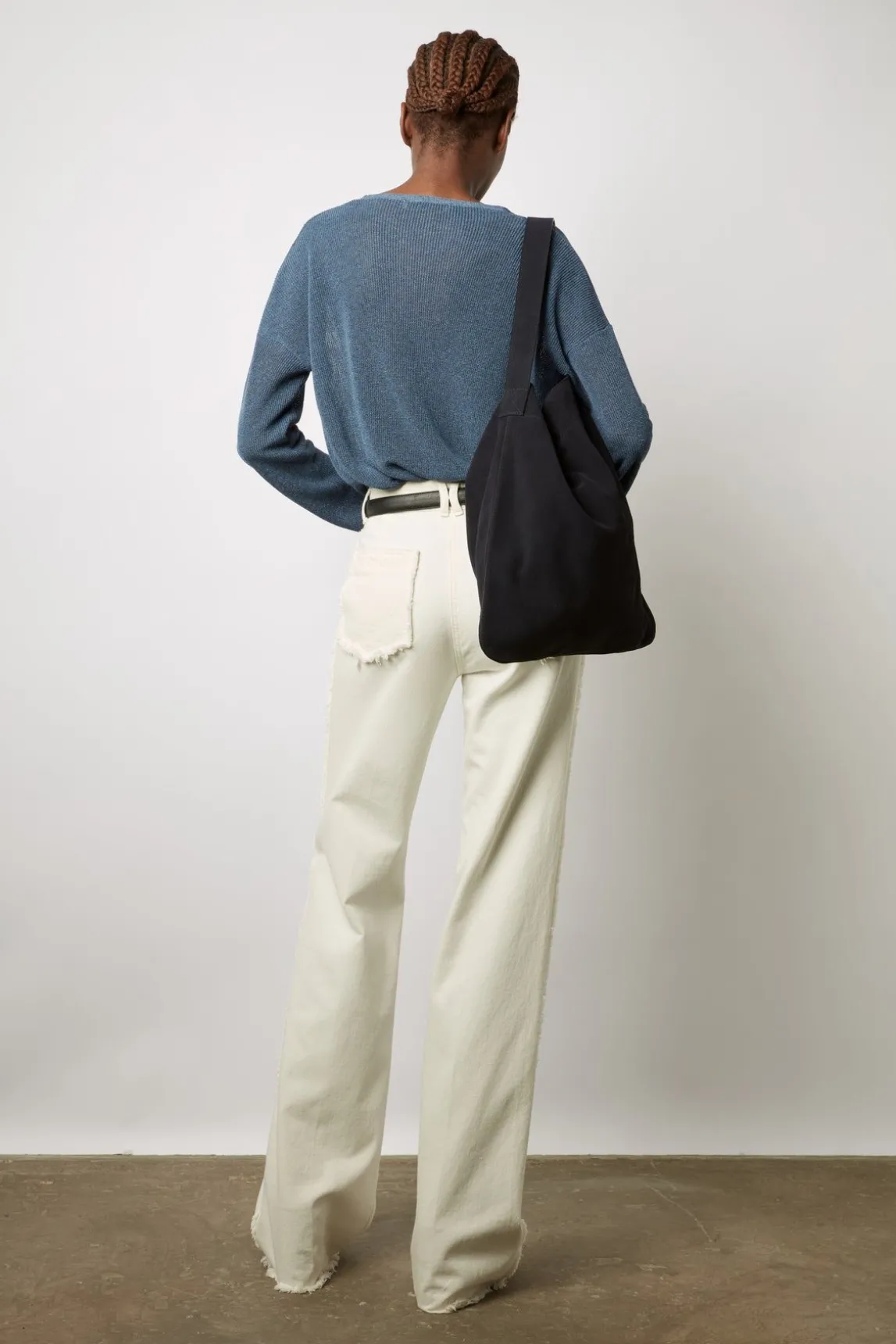 Pull V En Maille Fine Jeans - Lorelie