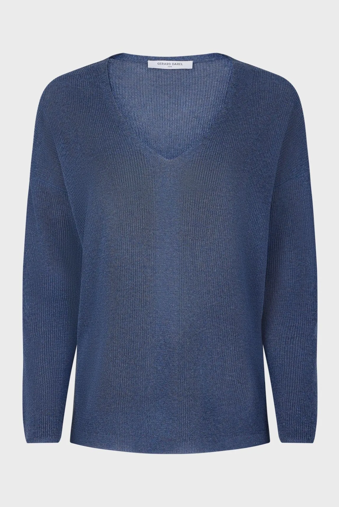 Pull V En Maille Fine Jeans - Lorelie