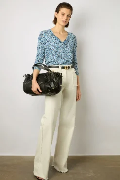 Pull V Leopard Lin Coton Indigo - Lauralie
