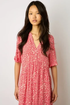 Robe Courte A Fleurs Corail - Ennalita