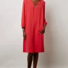 Robe Courte Fluide A Lacet Corail - Edika