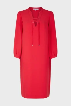 Robe Courte Fluide A Lacet Corail - Edika