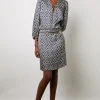 Robe Courte Fluide Imprimee Encre - Ekram