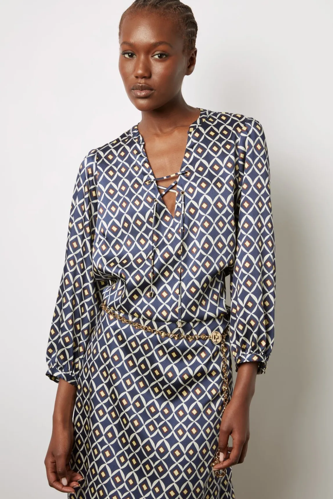 Robe Courte Fluide Imprimee Encre - Ekram