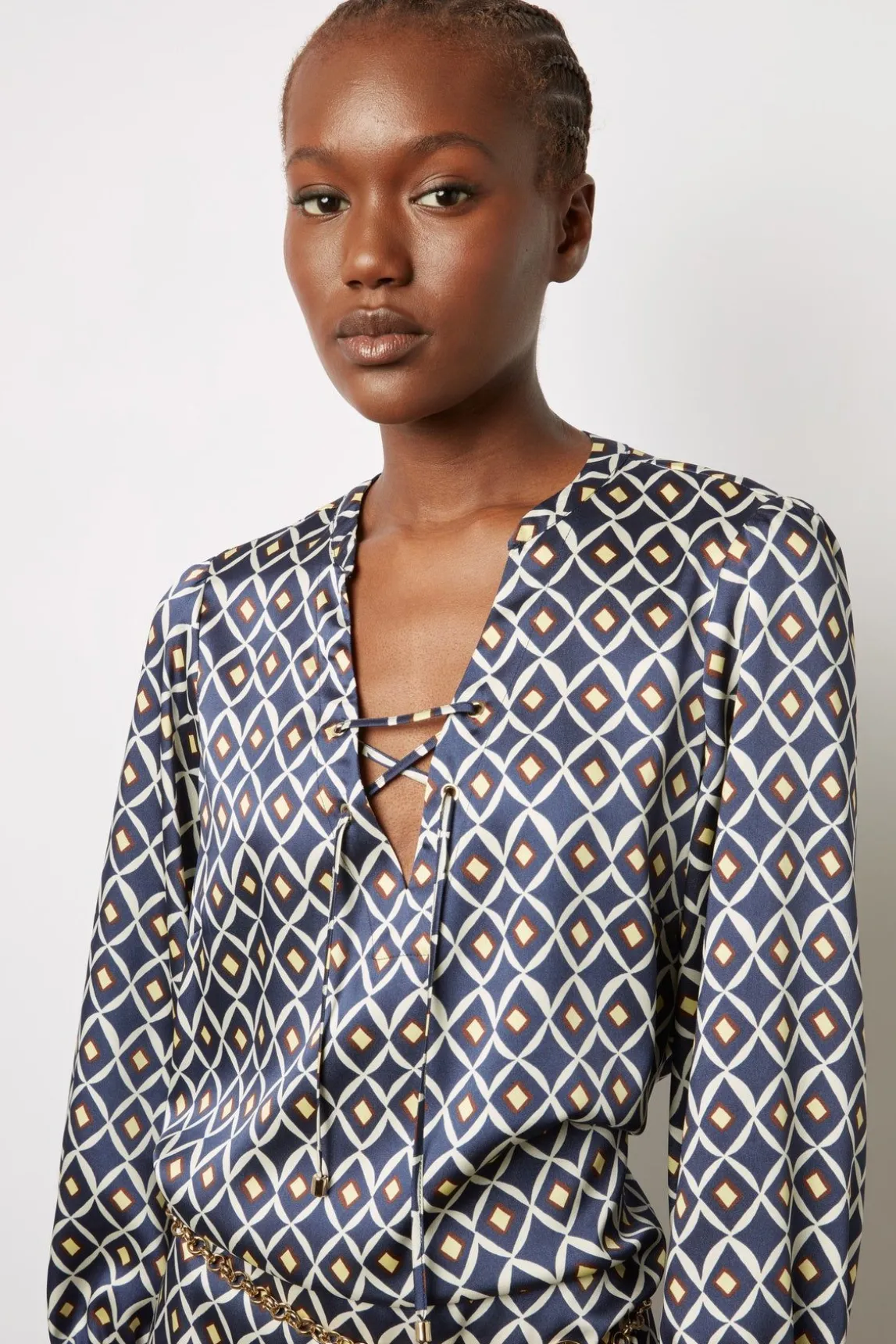 Robe Courte Fluide Imprimee Encre - Ekram
