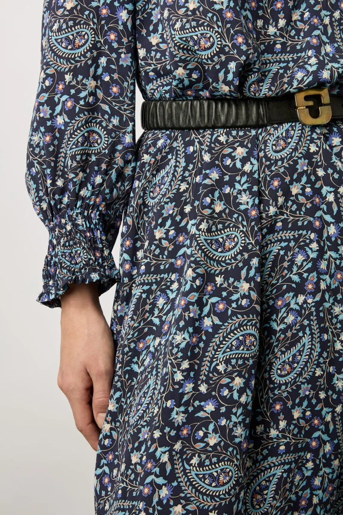 Robe Courte Imprime Cachemire Bleu - Evolenn