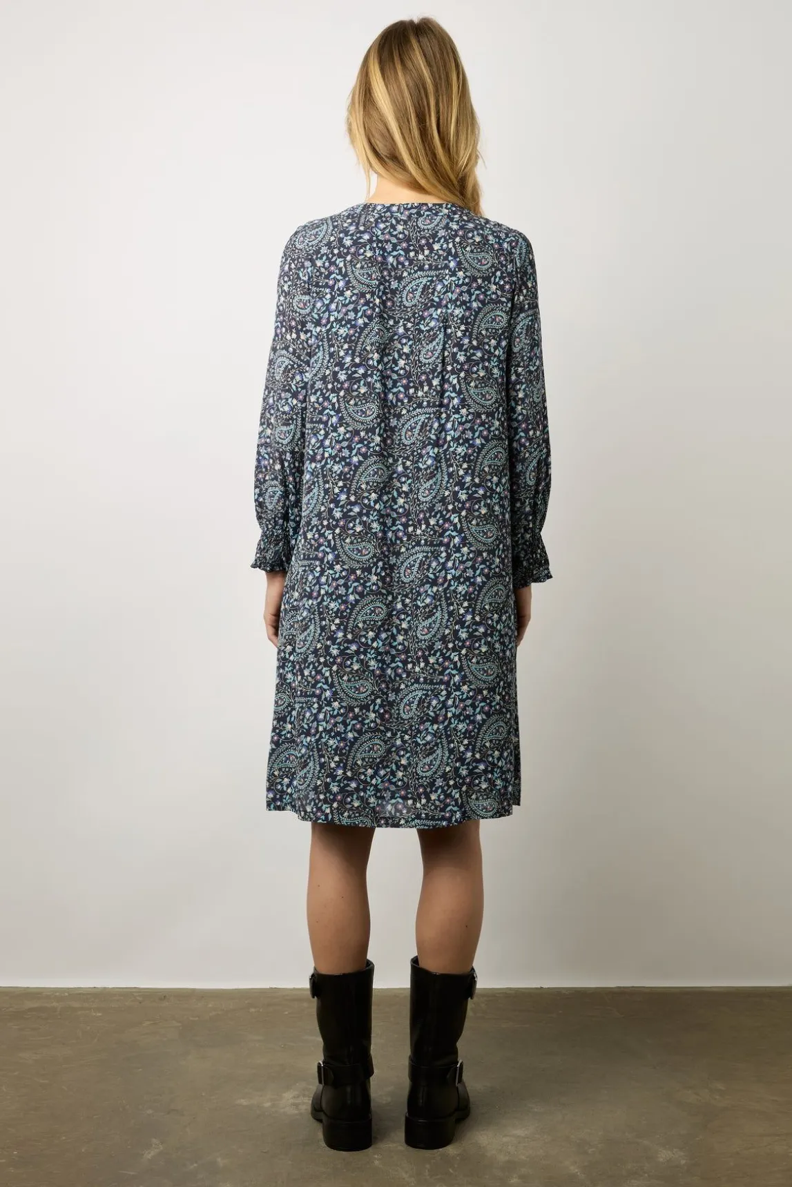 Robe Courte Imprime Cachemire Bleu - Evolenn