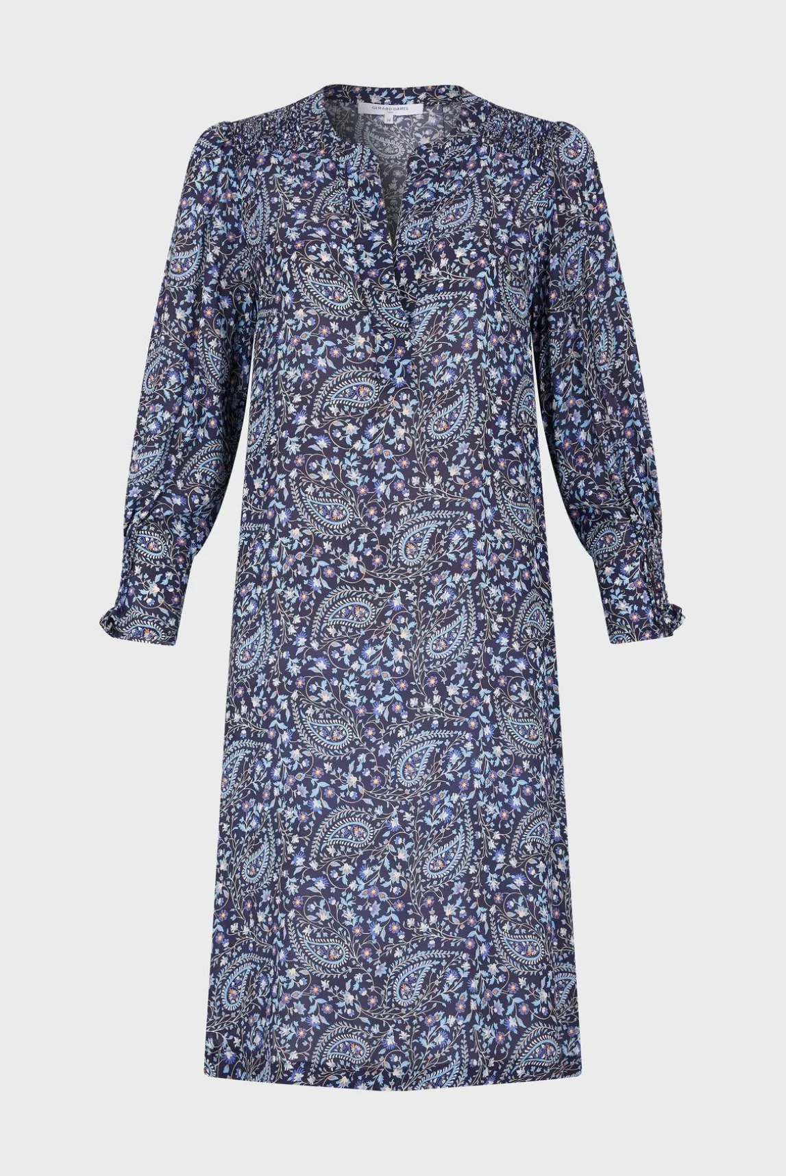 Robe Courte Imprime Cachemire Bleu - Evolenn