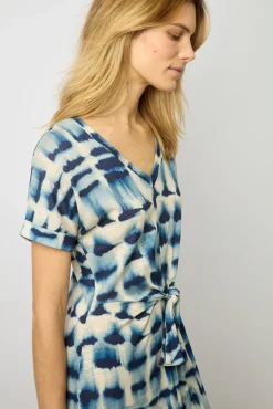 Robe Courte Imprime Mexicain Indigo - Elita