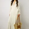 Robe Longue Blanche Brodee Blanc - Etann