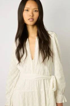 Robe Longue Blanche Brodee Blanc - Etann