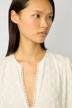 Robe Longue Blanche Brodee Blanc - Etann