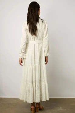 Robe Longue Blanche Brodee Blanc - Etann