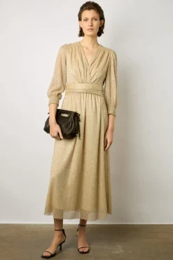 Robe Longue En Lurex Or - Elline