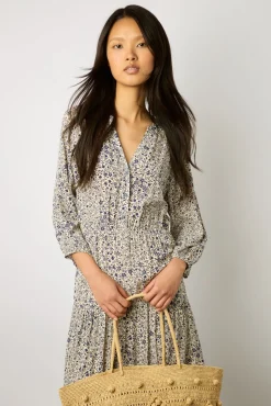 Robe Longue Imprime Floral Ecru - Erinna