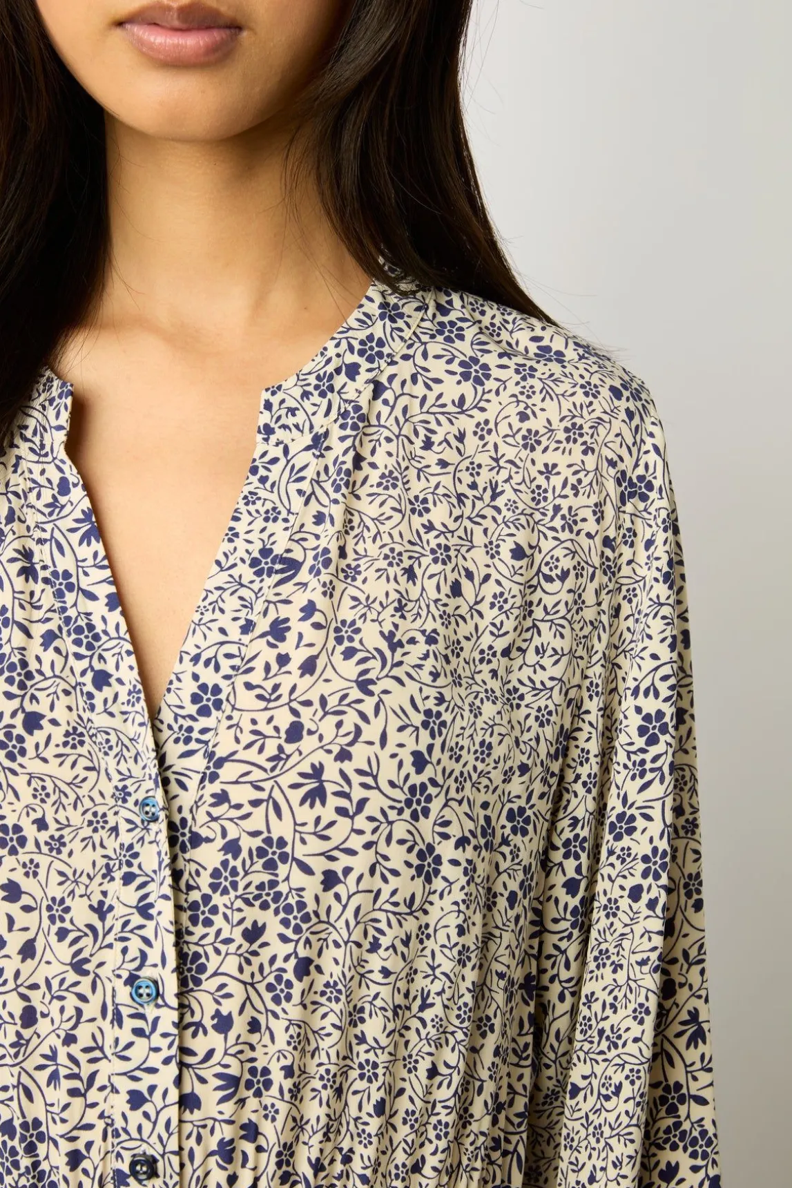 Robe Longue Imprime Floral Ecru - Erinna