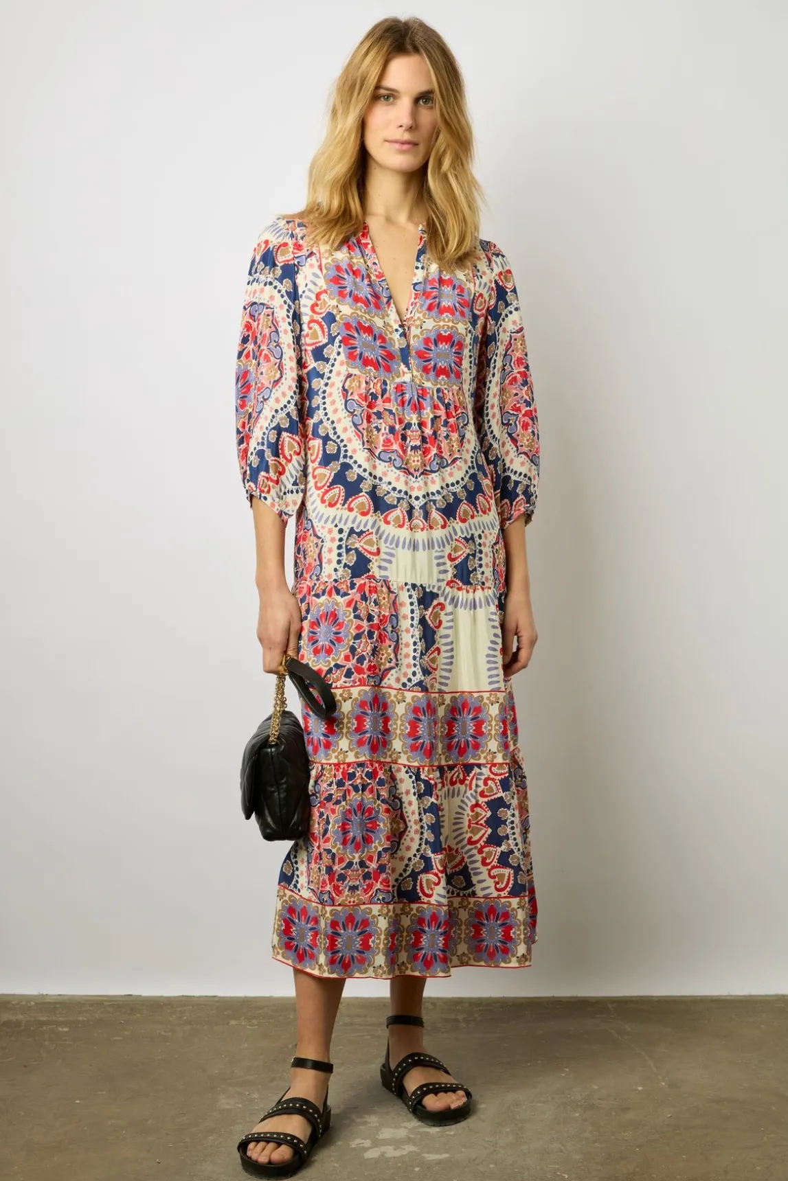 Robe Longue Imprimee Naturel - Emi