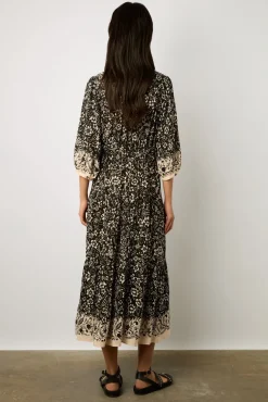Robe Longue Imprimee Noir - Electra