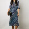 Robe Midi A Petits Clous Indigo - Elia