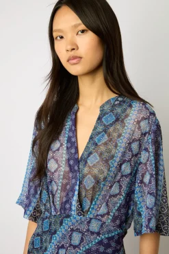 Robe Midi A Petits Clous Indigo - Elia