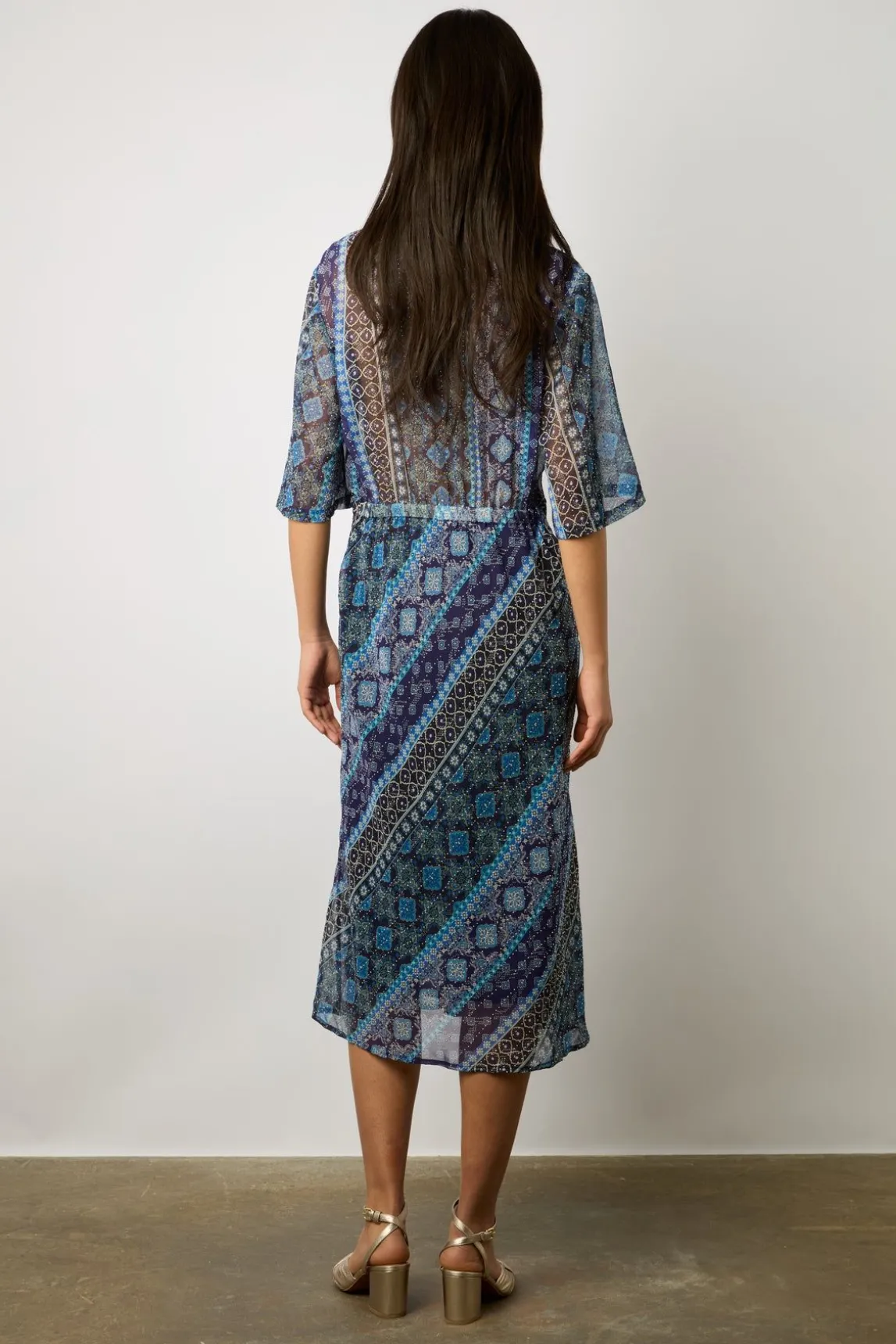Robe Midi A Petits Clous Indigo - Elia
