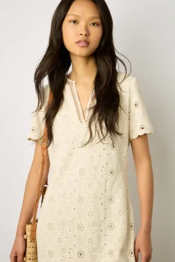 Robe Midi Brodee Naturel - Elouane