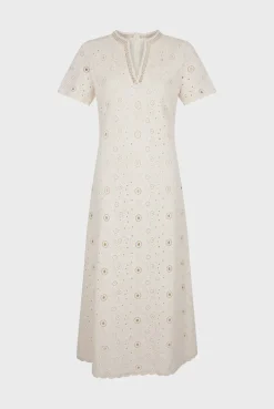Robe Midi Brodee Naturel - Elouane
