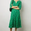 Robe Midi En Broderies Vert - Eleonie