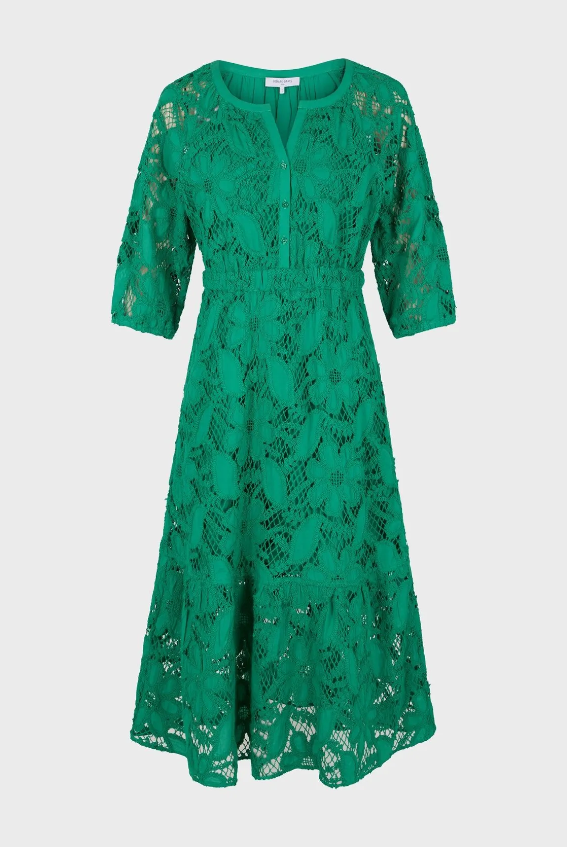 Robe Midi En Broderies Vert - Eleonie