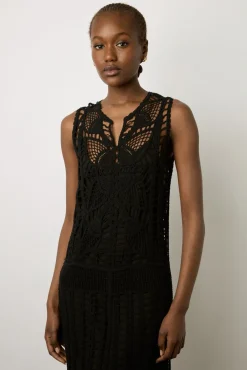 Robe Midi En Crochet Noir - Edena