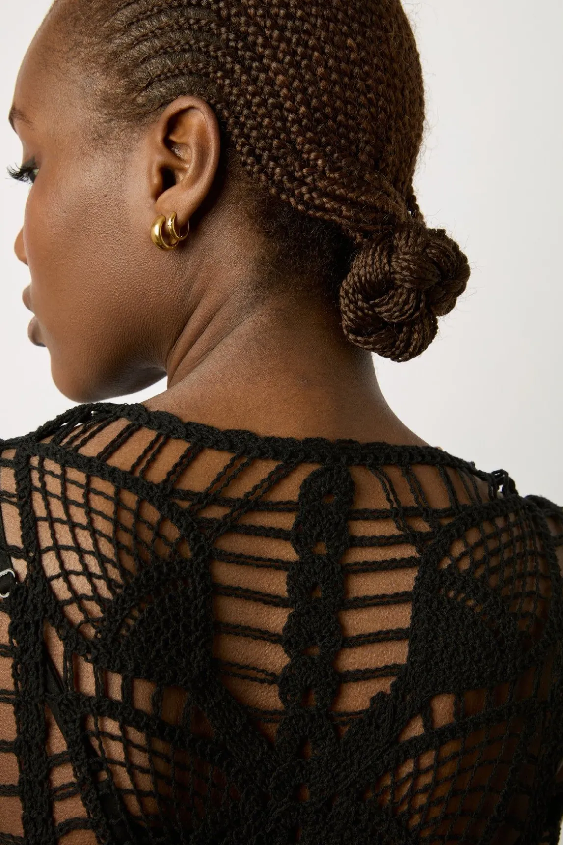 Robe Midi En Crochet Noir - Edena