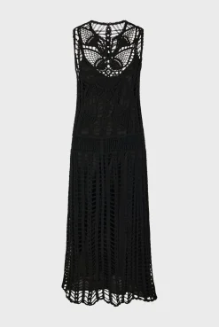 Robe Midi En Crochet Noir - Edena