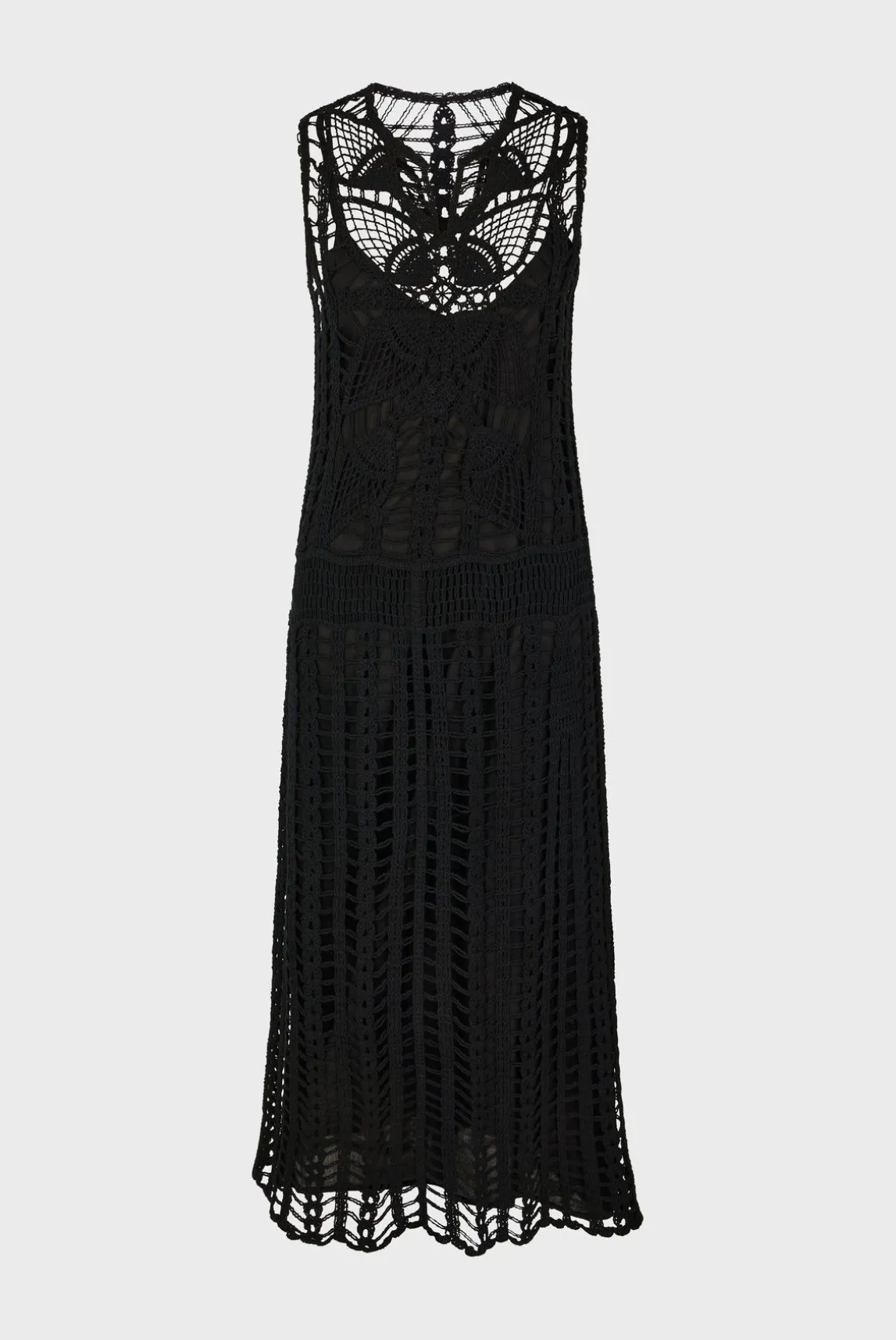 Robe Midi En Crochet Noir - Edena