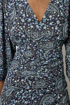 Robe Midi Imprimee Marine - Estelle