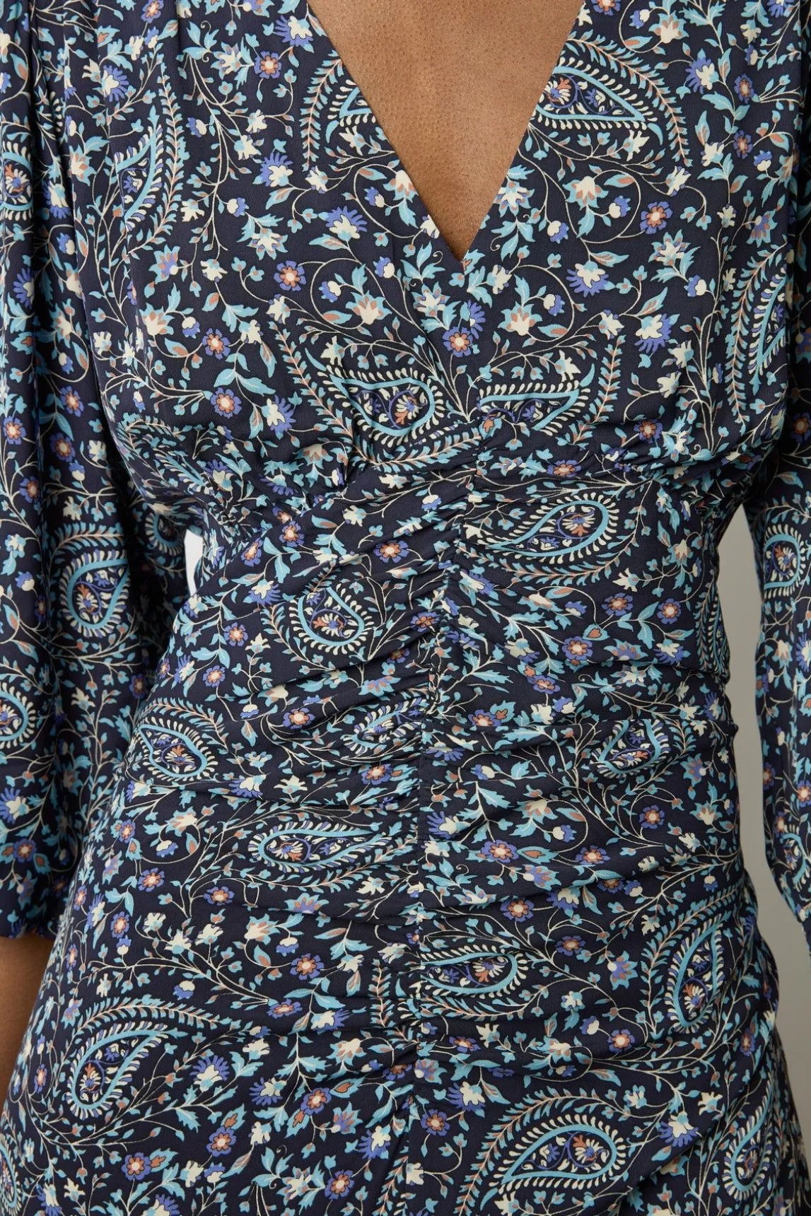 Robe Midi Imprimee Marine - Estelle