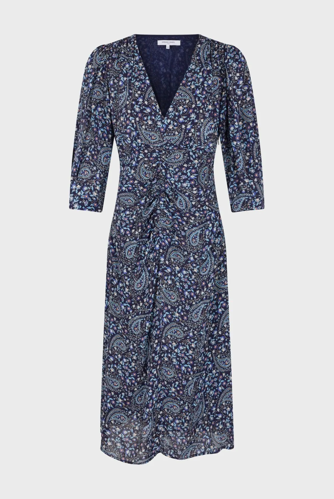 Robe Midi Imprimee Marine - Estelle