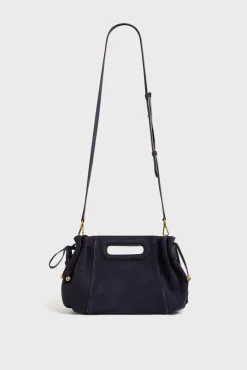 Sac A Main Cuir Velours Bleu - Mini Dany