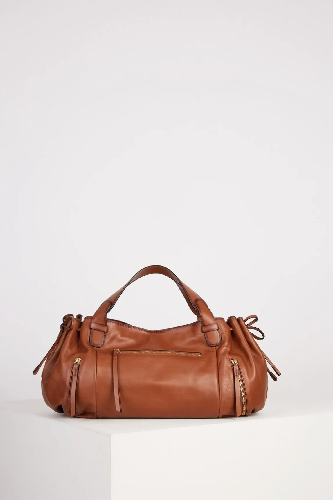 Sac A Main En Cuir De Veau Camel - Rebelle Gd