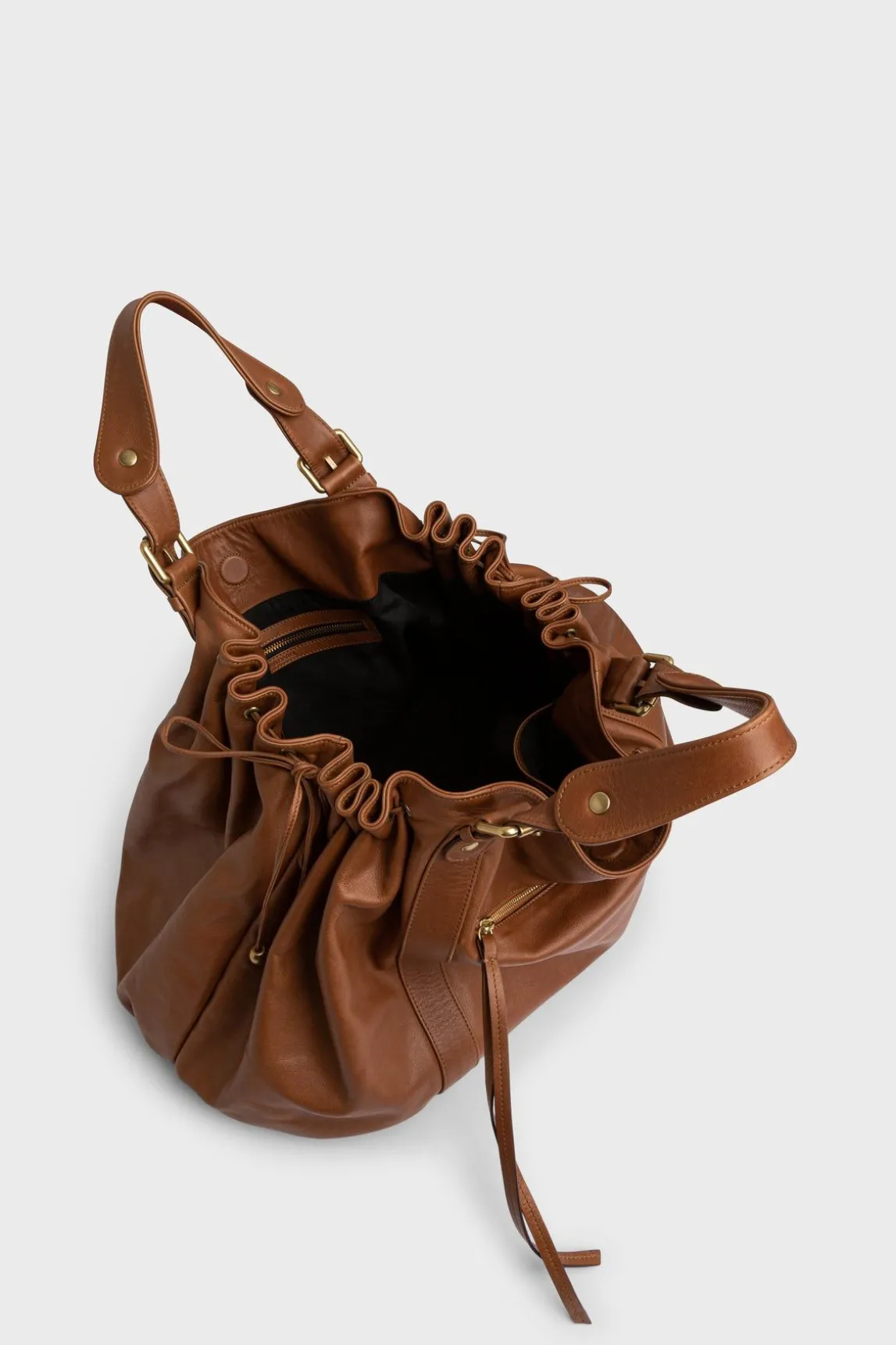 Sac A Main En Cuir De Veau Cognac - 72H