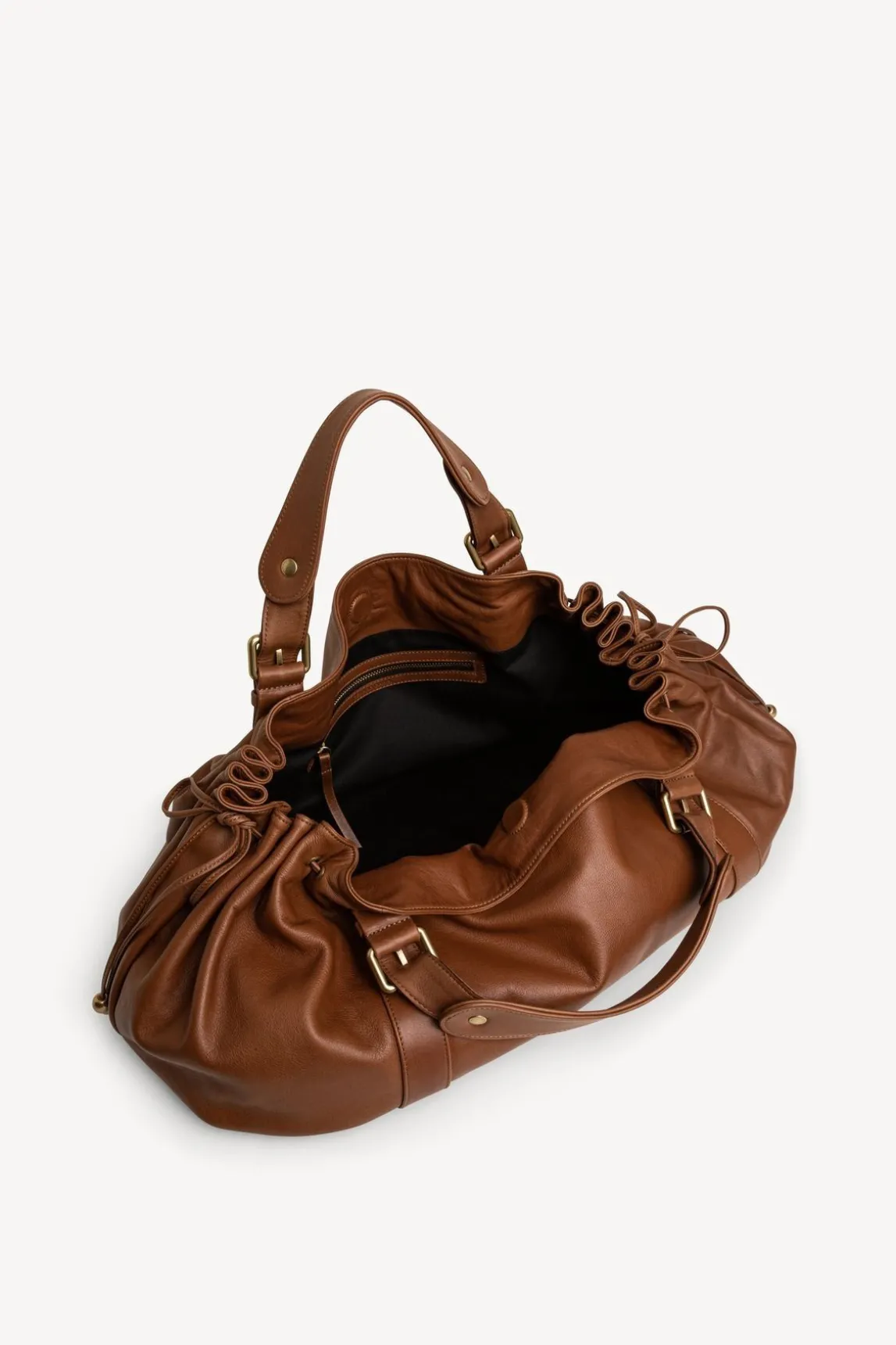 Sac A Main En Cuir De Veau Camel - 24H